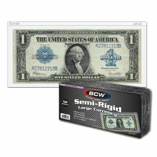 50 Large Semi Rigid Holder Banknote Toploader BCW 9mil US Bill Topload