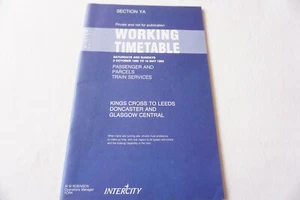 1992 Intercity Railway Working Timetable Section YA Doncaster Glasgow - Picture 1 of 9