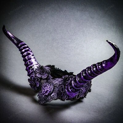 Diadema con cuernos de encaje púrpura negro flores criatura mística astas demonios diablo Foto 1 de 4