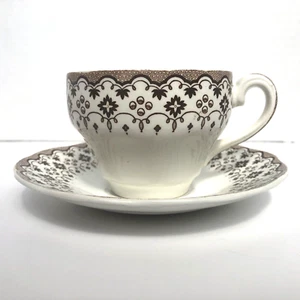 Rare Vintage Wedgwood Enoch Lille Brown w/Medallion  Cup & Saucer Excellent Cond - Imagen 1 de 7