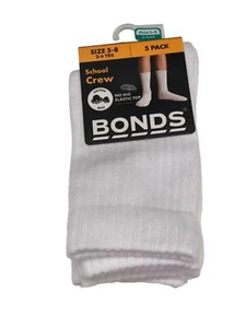 5 Pairs X Bonds Kids Boys Girls School Crew Socks White 5‐8 - Picture 1 of 4