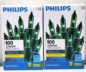 2 Boxes Philips Christmas 100Ct Green Mini String Lights Indoor/Outdoor New 2011 - Picture 1 of 5