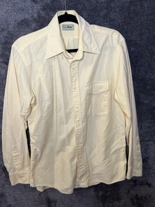 LL BEAN Para Hombres Oxford Botones Resistente a las Arrugas Ajuste Amarillo Claro 16-34 L - Imagen 1 de 4