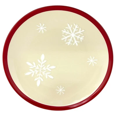 PRATO DE NEVE CAINDO Longaberger grés vermelho e marfim flocos de neve em relevo 2010 - Imagem 1 de 4