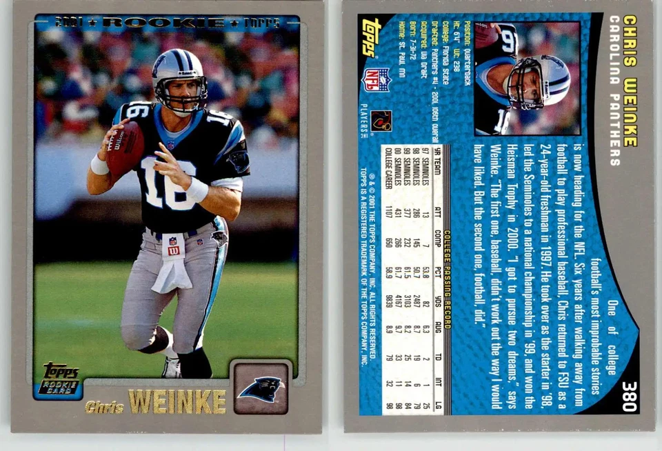 Chris Weinke 2001 Topps #380 Florida St Panthers RC Rookie - Image 1 of 1