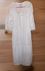 Vintage Long 100% Cotton Nightgown size LG White Victorian Cottagecore Prairie - Picture 1 of 14