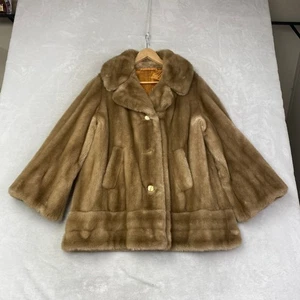 Lykafur Priscilla Modes Faux Fur Coat Vintage Glamour Beige Women's Large - Picture 1 of 12