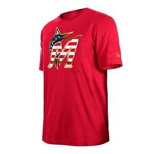 New Era MLB Men's Miami Marlins 4th of July 2023 Stars & Stripes T-Shirt - Picture 1 of 2