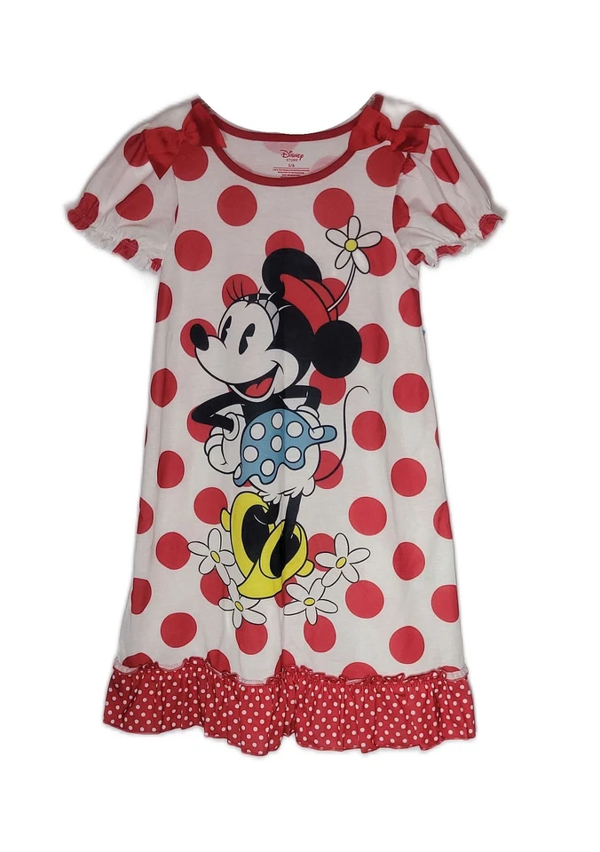 Disney Minnie Mouse классический цветок шляпа в горошек ночная рубашка, платье, размер 5/6 - Изображение 1 из 1