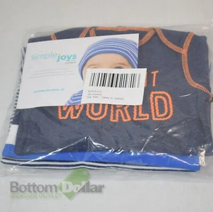 Simple Joys By Carter's Baby Boy's 3-Pk Jumpsuits Gray/Multi-Stripe/Navy (6-9M) - Picture 1 of 3