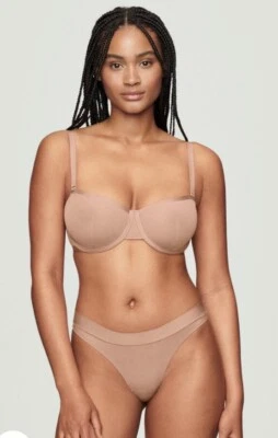 Cuup 30E The Balconette Mesh Underwire Cup Back Hook Closure in Taupe EUC - Image 1 of 4