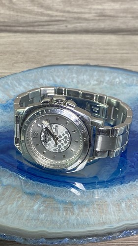 Orologio Coach Donna Fidanzato Tono Argento Quadrante Cristallo Bracciale 14501284 Nuovo Bat