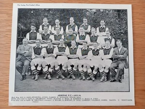 1933-34 Arsenal Team Sunday Post Football Album Insert. - Picture 1 of 2