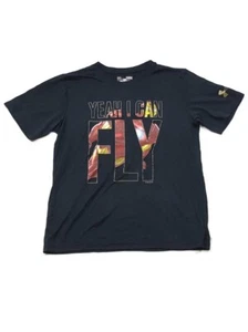 Under Armour Iron Man I Can Fly T-Shirt Boys Size 6 Heat Gear Black Marvel New - Picture 1 of 3