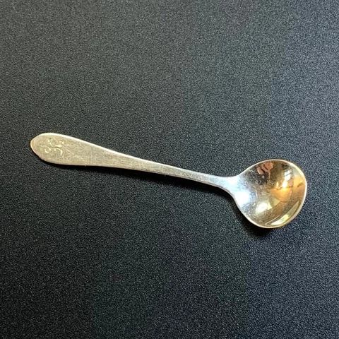 Vintage Sterling Silver 925 "K" Monogram Miniature Salt Spoon 2.25 Inches Long Cover