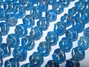15 cuentas de vidrio checo nudo de amor redondo torcido azul capri gris plateado de 9 mm - Imagen 1 de 1