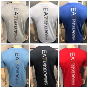Men's Short Sleeve T- Shirt EA7 (Gold 7 Print ) - Picture 1 of 13