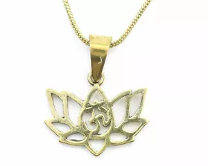 Fair Trade Lotus Om Sacred Geometry Brass Pendant 2.4 x 1.7 cm - Picture 1 of 1