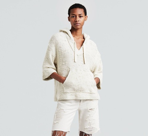 OFF WHITE Levi’s Made & Crafted Maglione Donna Baja Felpa con Cappuccio Texturizzata Taglia 2 (media)