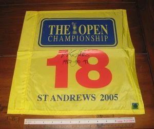 SIR NICK FALDO SIGNED BRITISH OPEN GOLF FLAG WITH VICTORY YEARS FULL PSA LETTER - Picture 1 of 3