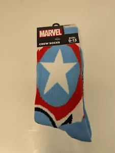 Marvel Captain America Crew Socks Size 9-13 - Picture 1 of 3