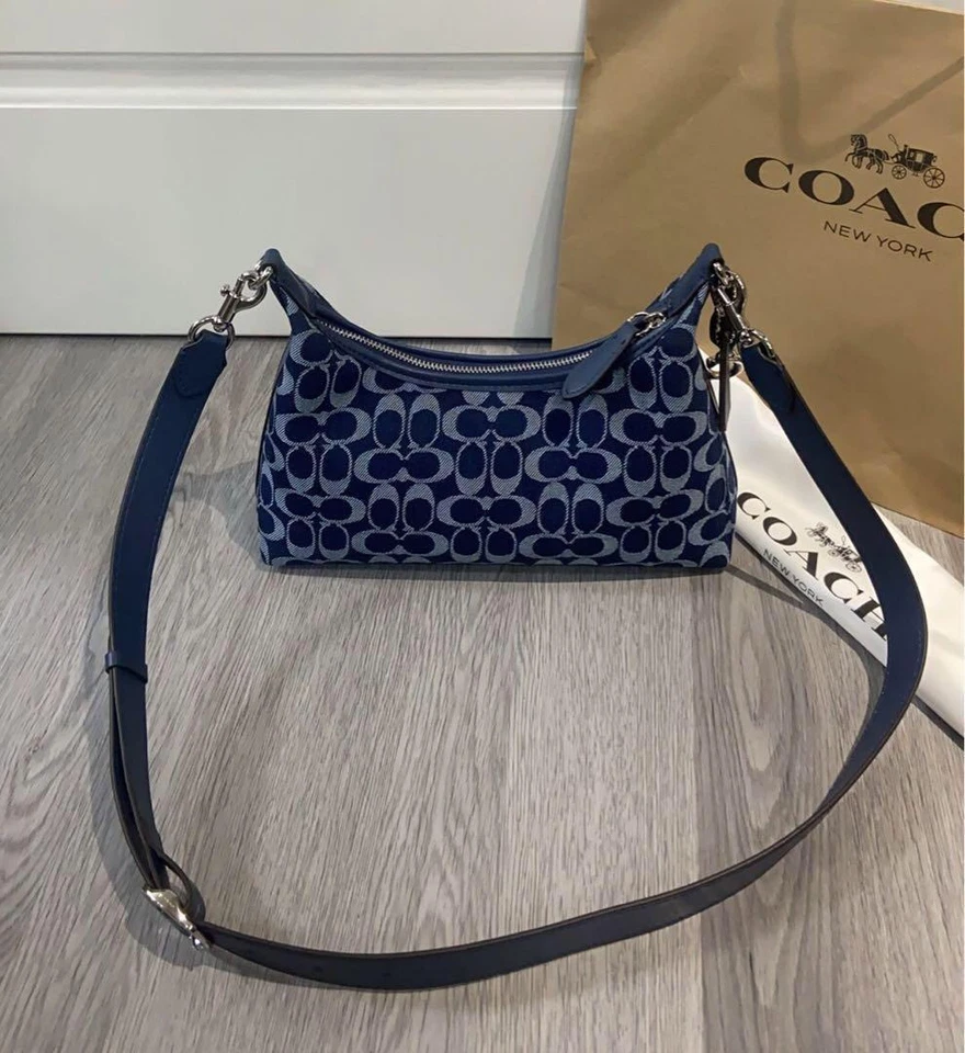 COACH CAM27 Juliet Shoulder Bag In Signature Denim Deep Blue Outlet JPN #GBS