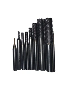 Carbide end mill set 8 piece 3/64",1/16",1/8",1/4",5/16",3/8",1/2" AiTin coated - Picture 1 of 7