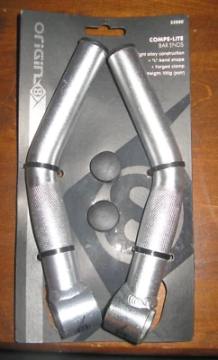ORIGIN 8 Comp Lite Bar end-Long "L" Bend -Silver 33880 Bike Biclyce Alloy Foto 1 de 2