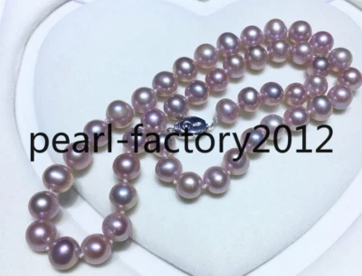элегантный 9-8 мм Южное море круглый лаванда жемчуг ожерелье 18 дюймов 925s - Изображение 1 из 4
