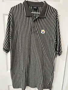 Camisa polo vintage Lee Sport Pittsburgh Steelers a rayas para hombre grande usada suavemente - Imagen 1 de 2