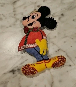 Vintage Disney Filz + Pailletten Mickey Mouse Weihnachtsschmuck - Bild 1 von 11