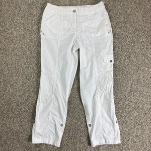 Chico's Pants Womens 0.5 (Medium) White Mid-Rise Foldable/Cropped Leg Length - Picture 1 of 17