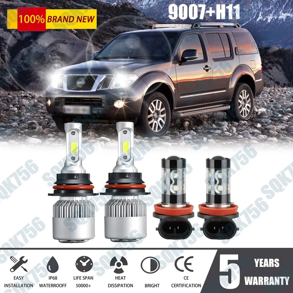 4x Faro antiniebla LED para Nissan Pathfinder 2005-2012 Combo 9007 y H11 Foto 1 de 4