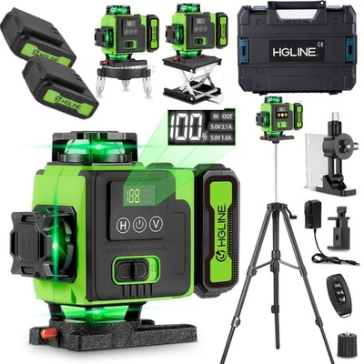 HGLINE 16 Line 4D Laser Level Self-Leveling 360 Cross Line Green Beam Measure Tool