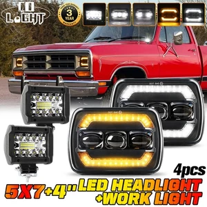Pair 5x7" 7x6'' LED Headlight For Dodge W150/250/350 D150 1981-1992 Ram 50+2x 4" - Picture 1 of 9