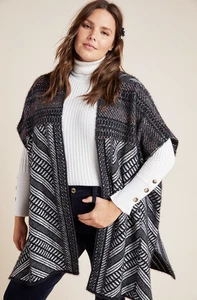 NWT Anthropologie Molly Bracken Sally Geo Tinsel Tweed Kimono Cardigan Size 3X - Picture 1 of 10
