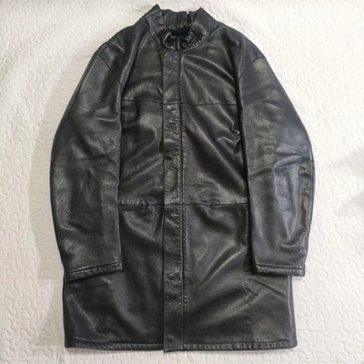 Abrigo de cuero de cordero Giorgio Armani talla 52 negro hecho en Italia Foto 1 de 4