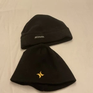 Lot of 2 ~ Columbia / Hurley Fleece Beanie Hat ~ Youth L/XL ~ Black - Picture 1 of 5
