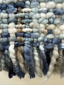 West Elm 100% Acrylic Chunky Blue Ombré Knit Woven Throw 50x60 Gorgeous - Picture 1 of 14