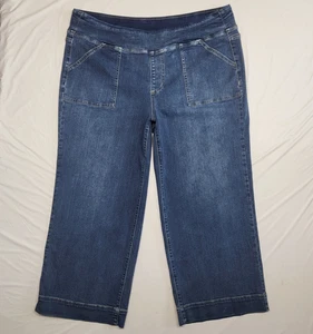 Belle Kim Gravel Jeans Pull On Womens 22W (Fit 42 X 24 ) Crop Wide Leg Pockets - Picture 1 of 12