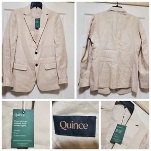 Quince Blazer Men Small Beige Linen Career Office Unstructured Minimal Jacket - Picture 1 of 17