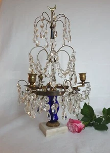 Collectible Antique Big Table Candelabra -Chandelier crystal prisms 18" Louis XV - Picture 1 of 16