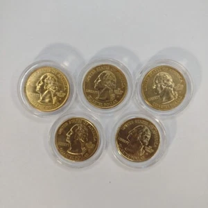 2003 Gold Plated Statehood Quarters Lot of (5) Uncirculated - Picture 1 of 2