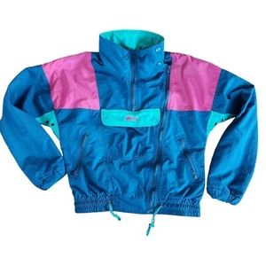 Karhu Color Block Pink, Blue, Aqua Full Zip Lined Windbreaker Youth Size 12 - Picture 1 of 11