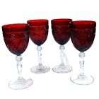 SET 4  or 8 LUMINARC ARCOROC ANTIQUE RUBY RED CRYSTAL GLASS WINE GOBLETS 8