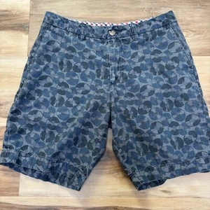 Ben Sherman Shorts Mens 28 Vinyl Record Print Blue Cotton 9" - Picture 1 of 6