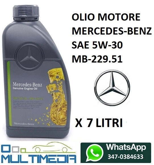 MERCEDES-BENZ 7 LITRI OLIO MOTORE ORIGINALE MERCEDES BENZ 5W-30 100% SINTETICO MB 229.51
