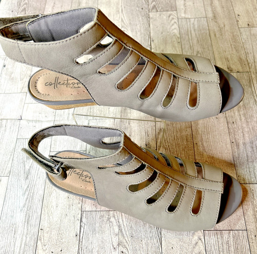 Sandali Clarks Collezione Abigail Sing Blush Pelle Ritaglio Zeppa 9W Comfort