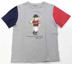 Rare VTG POLO RALPH LAUREN Jockey Bear Color Block Sleeve T Shirt 2010s Youth XL - Picture 1 of 7