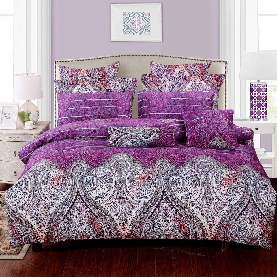 SWANSON BEDDINGS royal paisley luxury cotton bedding set: 3pc/5pc duvet cover set or accessories